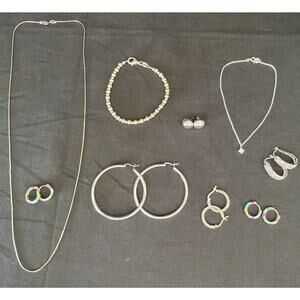Sterling Silver 925 Marked Jewelry Lot 9 Pieces Lirm Italy Necklace Earring